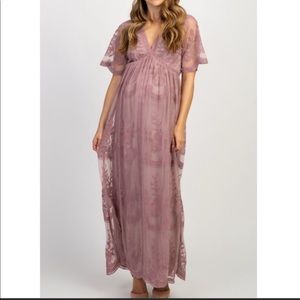 Pink Blush Maternity Mauve Lace Dress